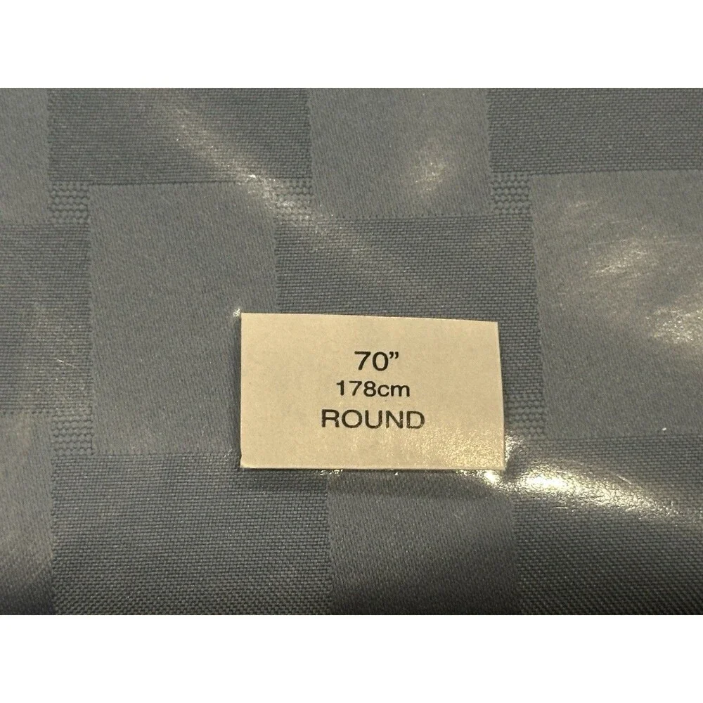 Bardwil Reflections Microfiber Table Linens Stone Blue 70” Round Tablecloth New